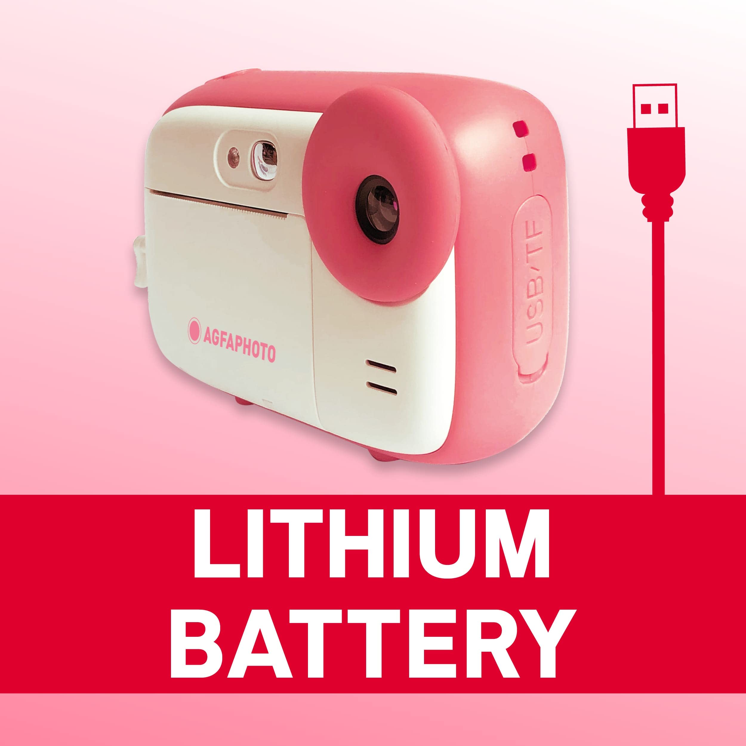 AgfaPhoto Realikids Instant Cam - Appareil Photo Instantané pour Enfant, Photo/Video, Ecran LCD 2,4', Port Micro SD, Batterie Lithium, Miroir Selfie et Filtre Photo
