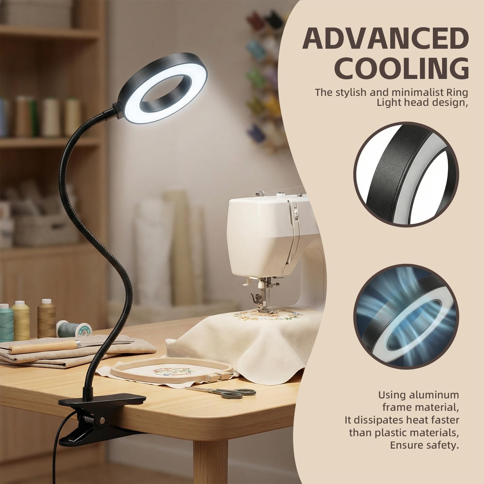 Luz USB con clip para cabecero de cama, lámpara de lectura flexible con cabezal de refrigeración de aluminio, 30 modos de iluminación, lámpara de escritorio para dormitorio, hogar, oficina