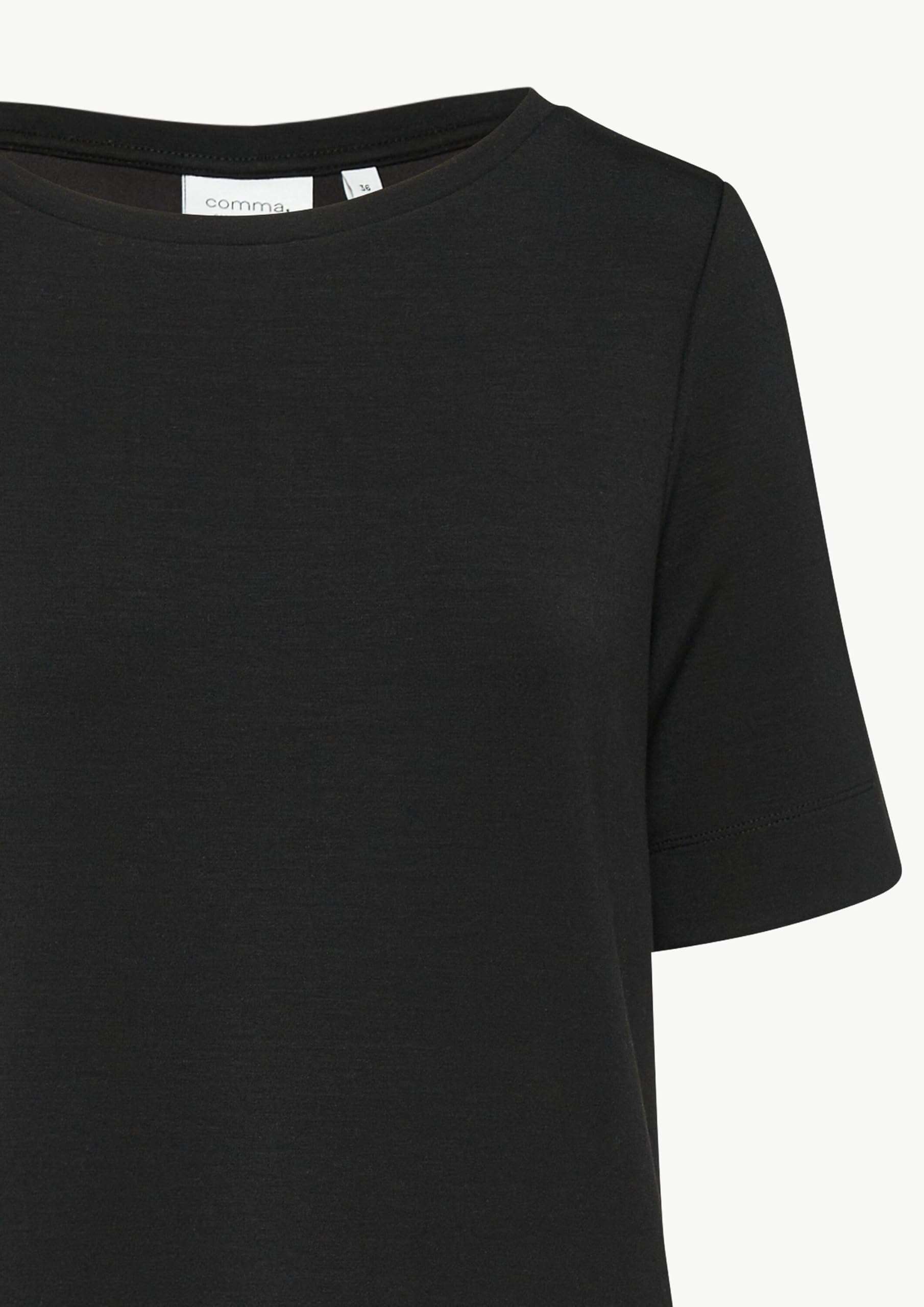 Comma Kurzarm-Kleid aus Modalmix mit Logo-Detail