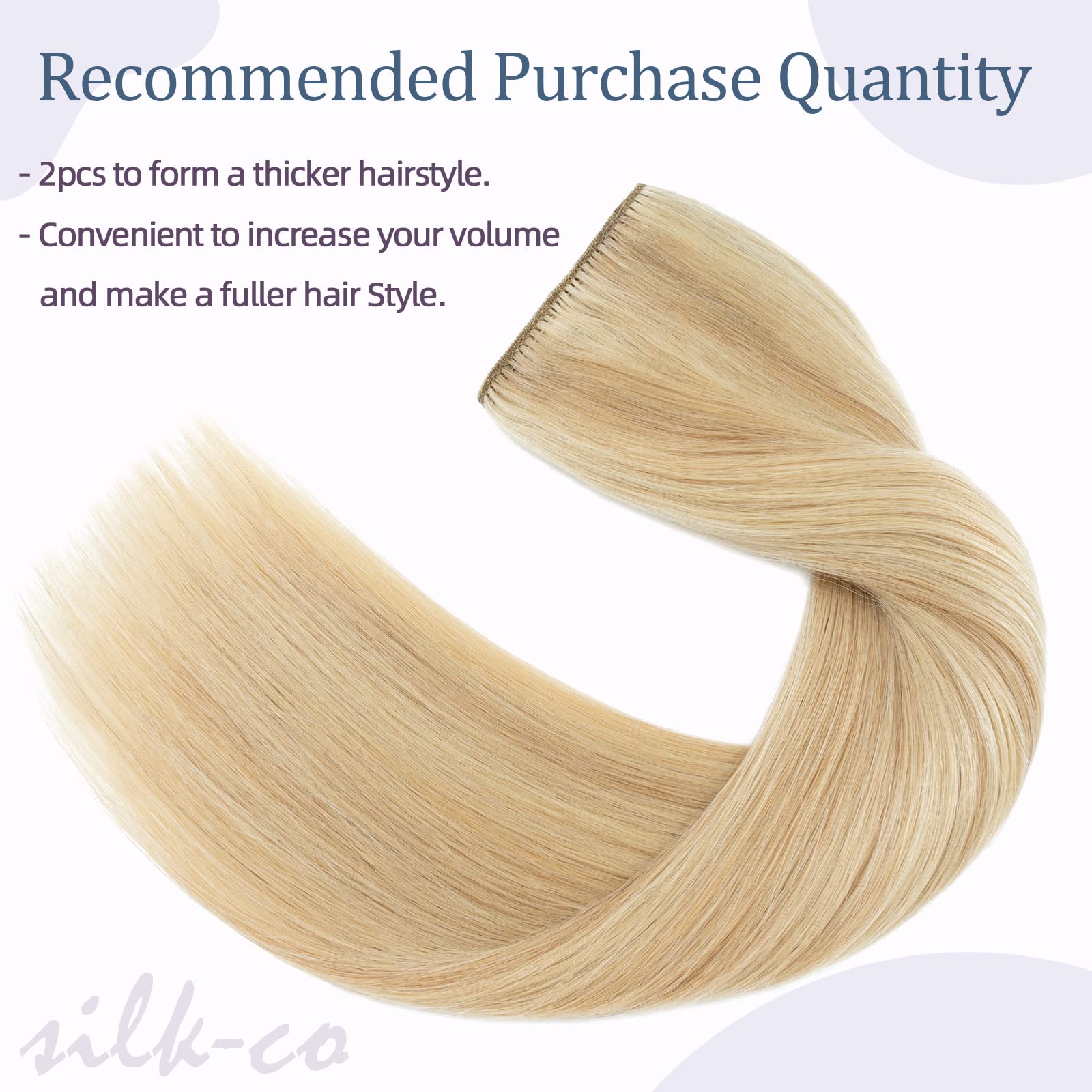 Clip in Extensions Echthaar Dick Haarteile Echthaar 1 Piece 5 Clips 7A Remy Hair Weich Natürlich Haarverlängerung 45cm-90g 18P613# Graublond & Bleichblond