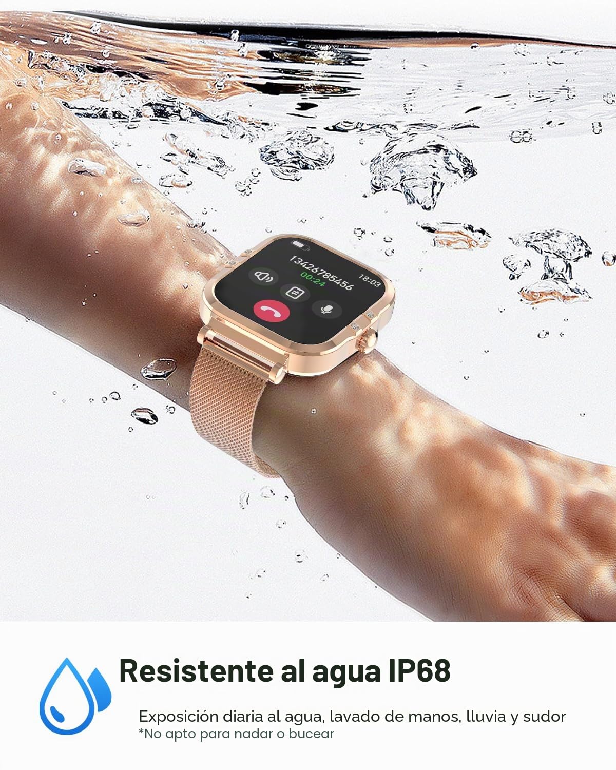 Smartwatch Mujer, LUNETTE Ultradelgada 1.75" Pantalla Táctil Llamadas Bluetooth, 260mAh 100+ Modos Deportivos, SpO2, Reloj Cardíaco, Monitor de Sueño, Contador de Pasos, IP68, Reloj Deportivo