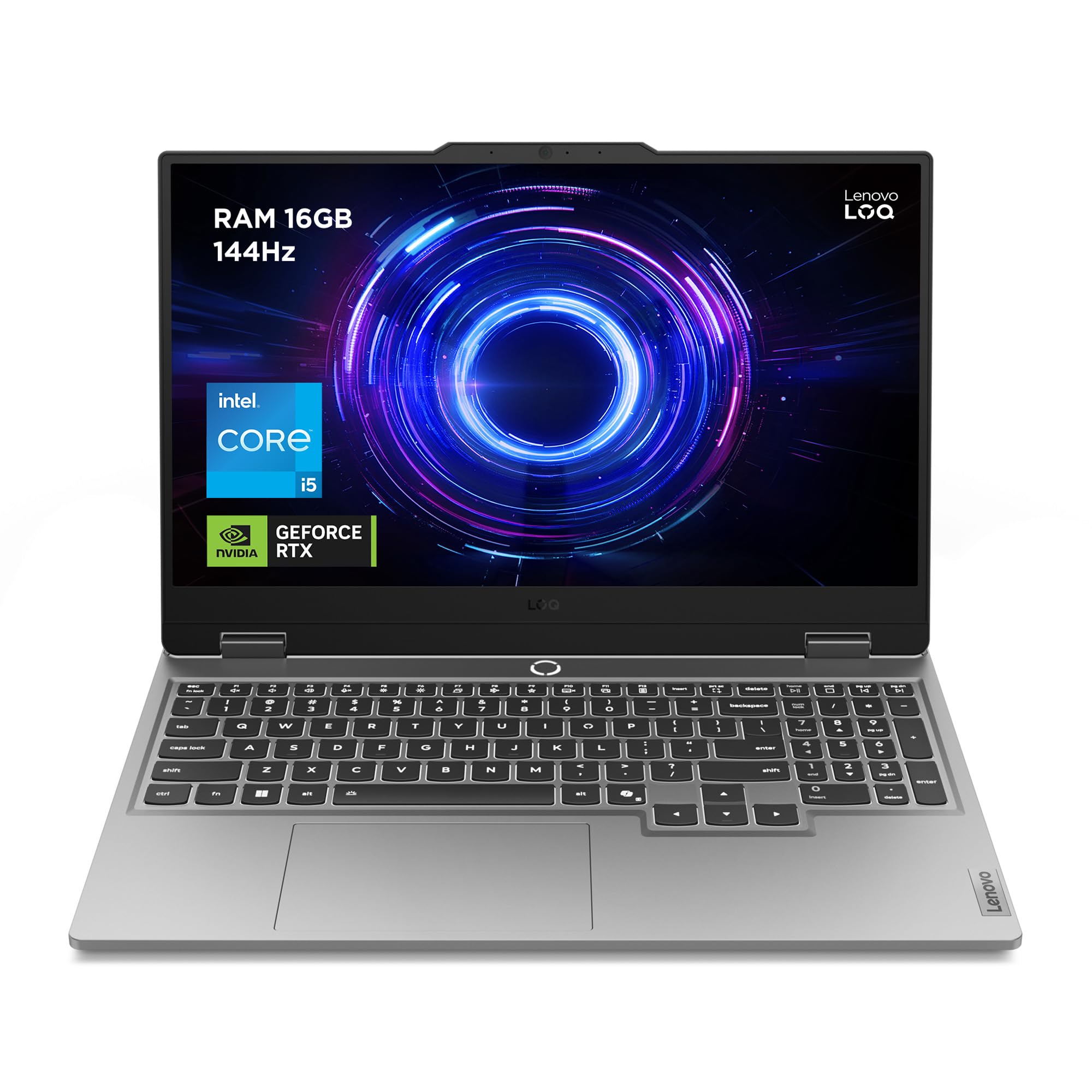 Lenovo LOQ 15IRX10 - Ordinateur Portable Gaming 15.6'' FHD 144Hz (Intel Core i5-13450HX, RAM 16Go, SSD 512Go, NVIDIA RTX 5050 8GB, sans Système d'Exploitation) Clavier rétroéclairé blanc AZERTY - Gris