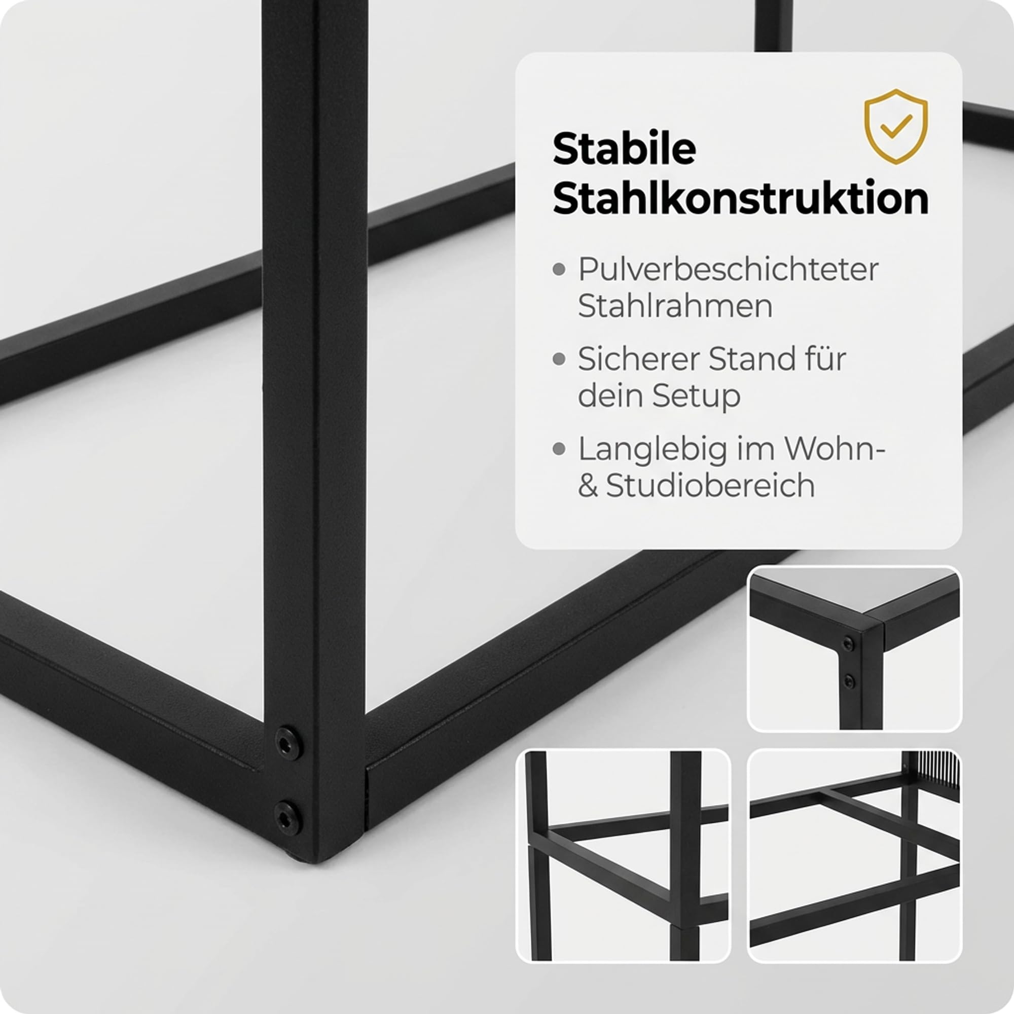 Zomo Pura One Plattenspieler Regal - 790 x 460 x 950 mm - Schwarz - Schallplattenständer für bis zu 40 LPs - Pulverbeschichteter Stahl & getöntes Glas