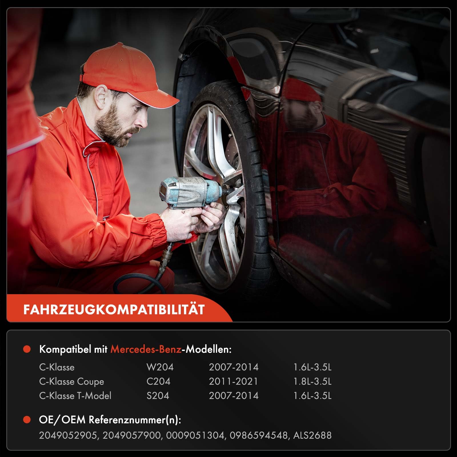 Frankberg 2x Sensori Velocità Ruota Sensore ABS 2-Poli Compatibile con Classe C T-Model S204 Classe C Coupé C204 Classe C W204 Replace# 2049057900