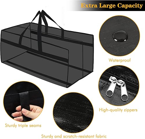 Miniatura 3 de Fixwal Paquete de 4 bolsas de mudanza, suministros de mudanza, bolsas de almacenamiento grandes de gran tamaño con correas de mochila, asas fuertes,