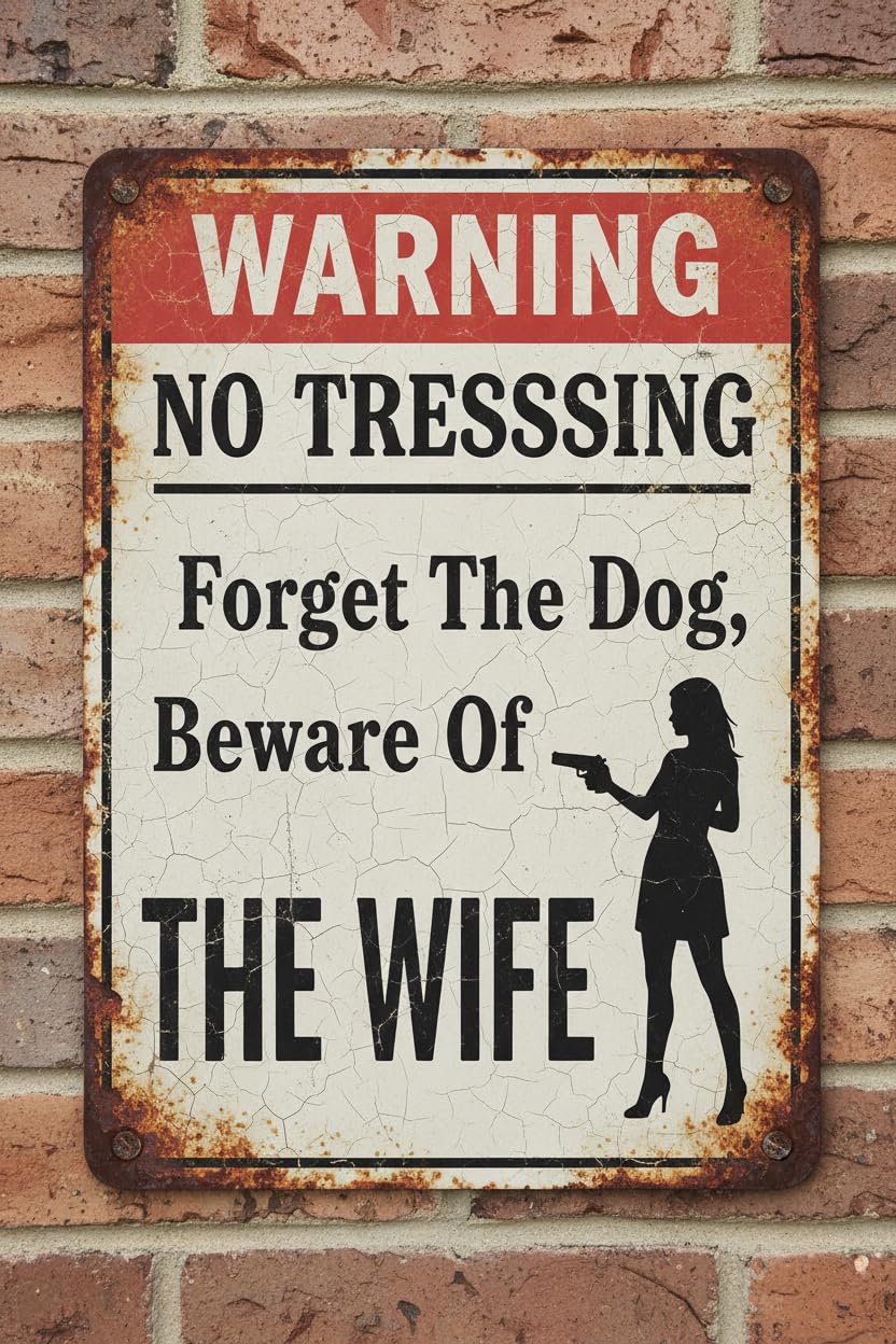 Forget The Dog Beware Of Wife Warning Retro Metal Tin Sign 12"x8" Vintage Signs Aluminum Plates Printed