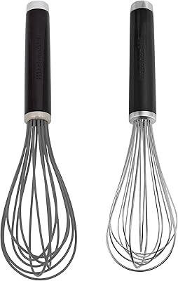 KitchenAid Utility and Silicone Whisk Set, Set Of 2, Black
