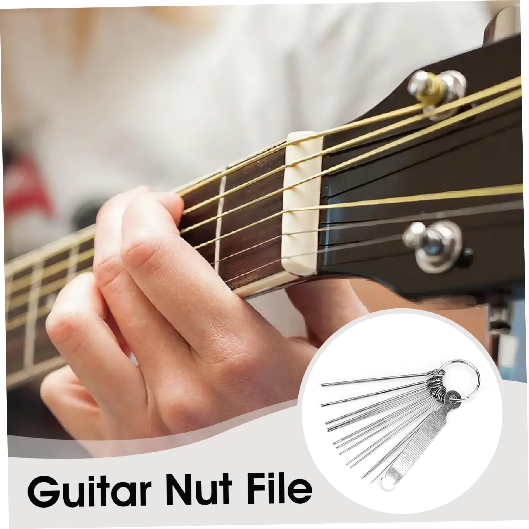 Jeu de limes à écrou de guitare, 13 outils Luthier professionnels, pour le réglage et la réparation la selle du pont
