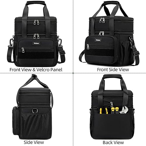 Miniatura 8 de Weitars Lonchera para hombres y mujeres, lonchera de doble compartimento, resistente, grande, aislada, bolsa de almuerzo táctica duradera con correa