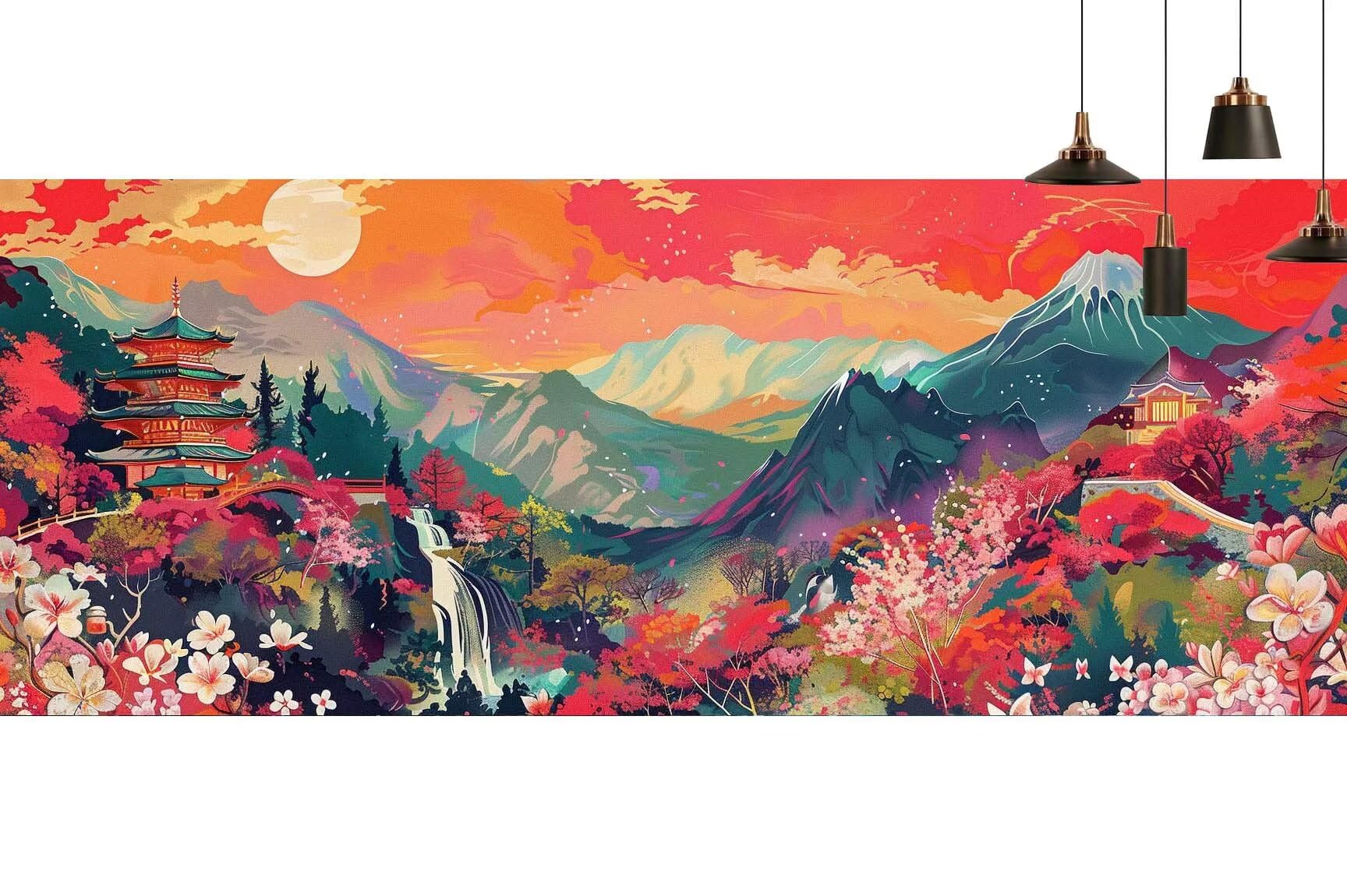 Japon Diamond Painting Paysage Diamond Painting Enfant Broderie Kit Complet, 5D Peinture Diamant Point de Croix Cristal Artisanat,DIY Tableau Strass Diamant Canevas Débutant Kit, Gifts 40x120cm M674