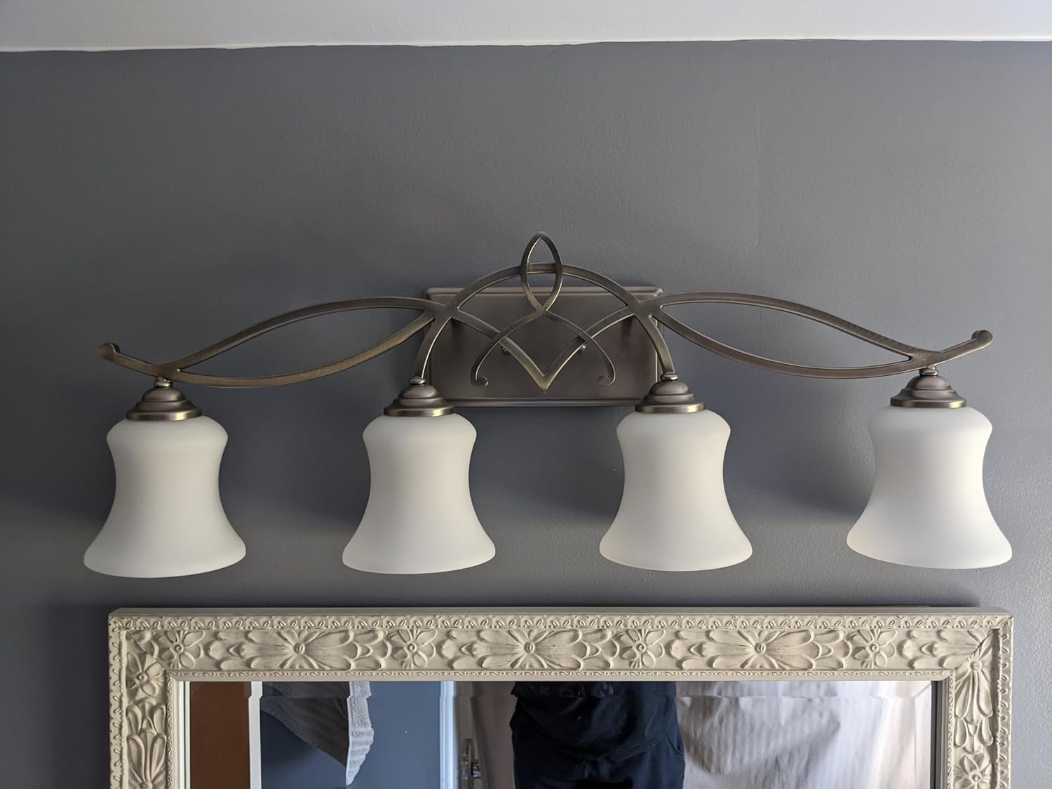 Hinkley Brooke Transitional Four Light Bathroom Vanity Fixture, Antique Nickel