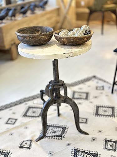 Miniatura 9 de NACH cc-1816 - Mesa auxiliar de manivela ajustable Kai de madera de mangohierro fundido, 18 x 1.13 x 18-27 pulgadas