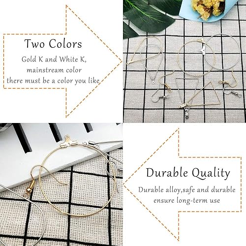 Miniatura 4 de Juego de 96 aretes de aro con cuentas para hacer joyas, aretes triangulares, lágrimas, redondos, con 200 ganchos para aretes, aros y alambres para