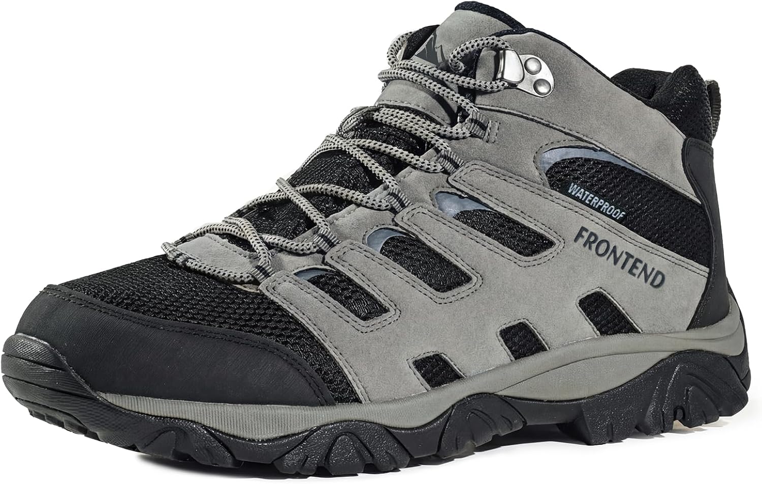FRONTEND Men's Waterproof Hiking Boots Non-Slip Lightweight Mid Ankle Boots for Men Outdoor Shoes for Trekking Backpacking Travel