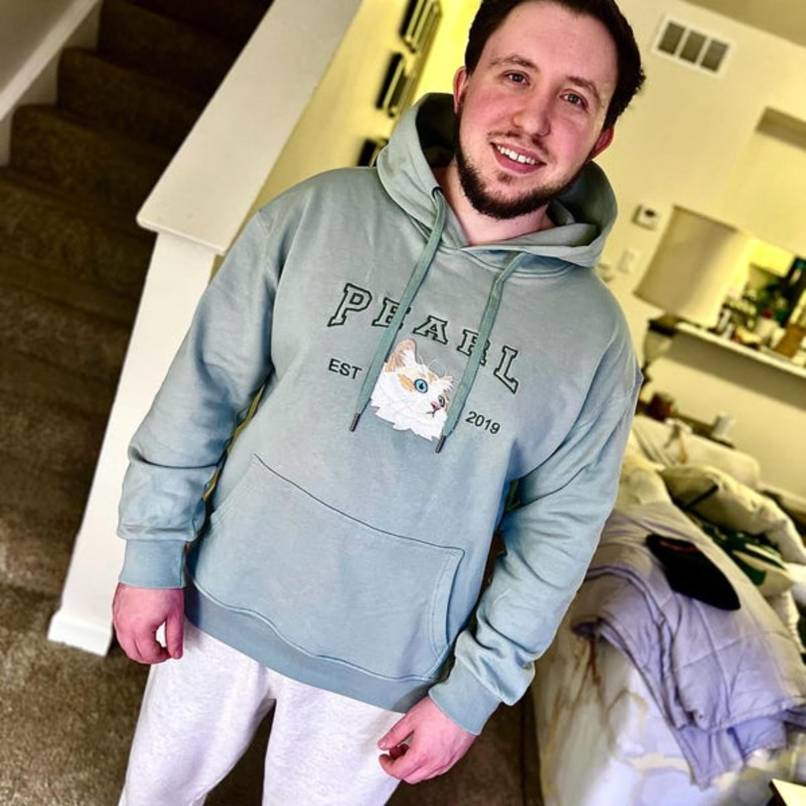 Sudadera con capucha y nombre bordado, personalizada para mascotas con foto