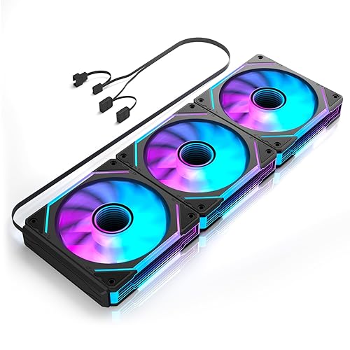 Cadena de margaritas ventilador de caja de 4.724 in, ventilador de marcha atrás con conector de 5 V y 3 pines, ventiladores PWM de PC RGB para casos