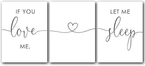 If You Love Me, Let Me Sleep, Set of 3, 11 x 14 Inch Poster Print, Minimalist, Typography, Romantic Bedroom Wall Art, Modern Home Decoration