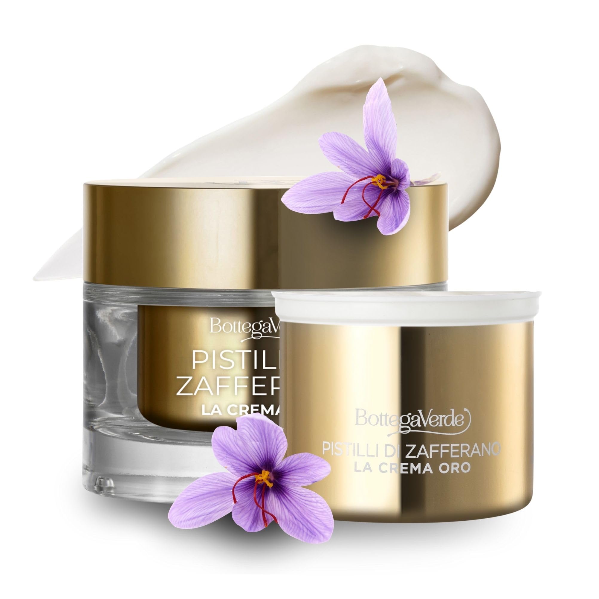 Bottega Verde - Pistilli di Zafferano, La Crema Oro, Ricarica Crema Viso Giorno e Notte, 50 ml, Trattamento Antirughe e Antietà Globale con Zafferano Iperfermentato e Ceramidi, Tutti i Tipi di Pelle