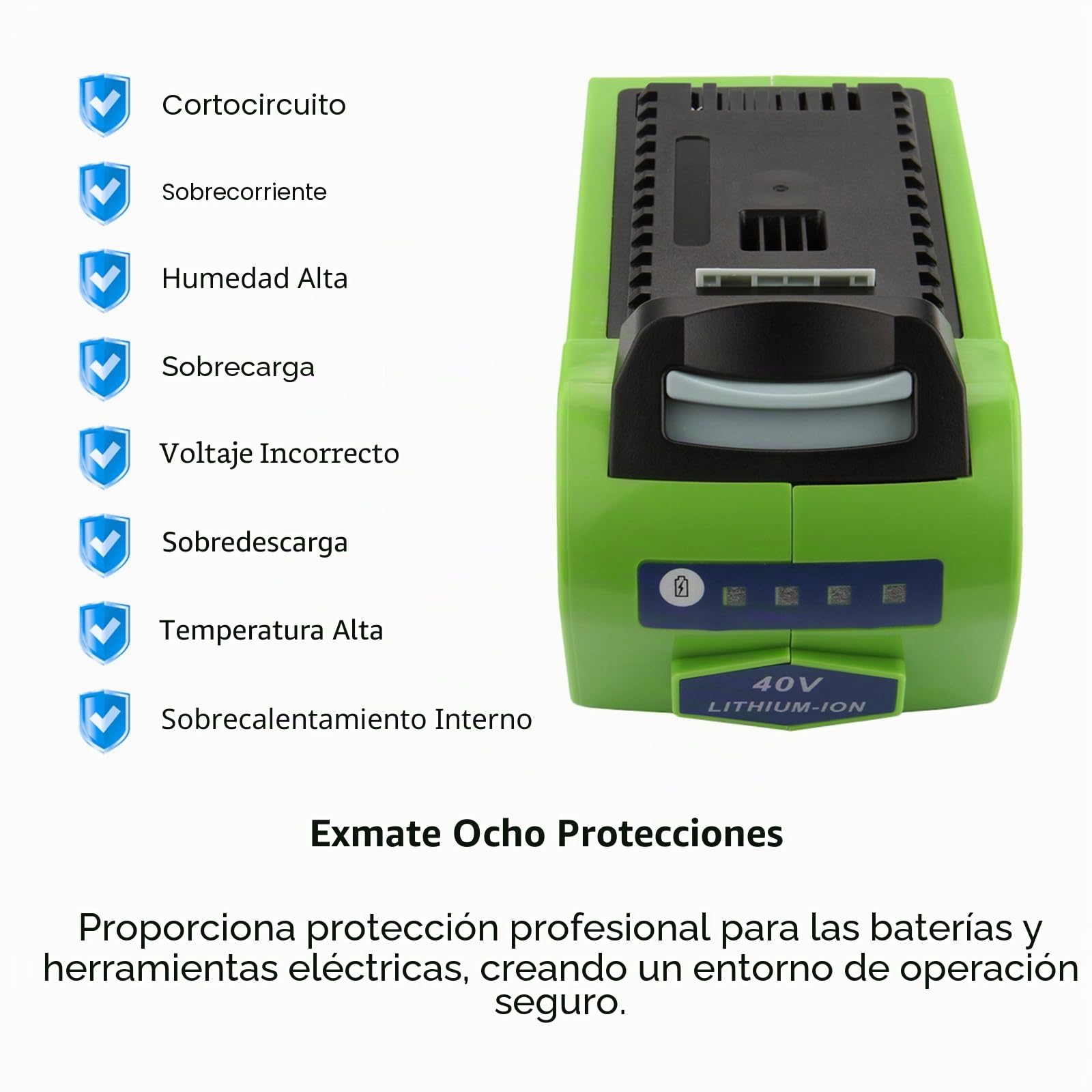 Exmate Batería 40V 5.0Ah para GreenWorks 29472 29282 2601102 24252 29462 29302 29662 G-MAX（No Apto para Primera generación:Greenworks G40TL）