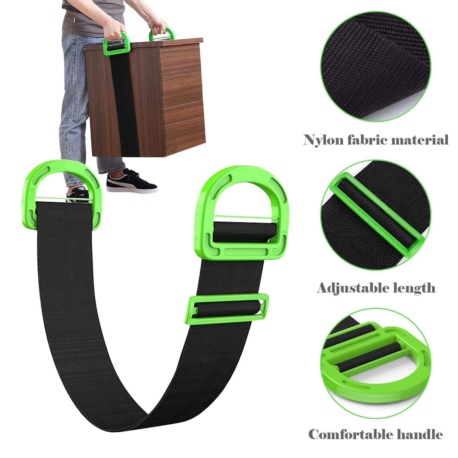 2 Piezas Correas para Mover, Correas de Elevación Ajustables, con 1 Pares de Guantes, 600 Libras Objetos Pesados, Correas de Transporte para Mudanza para Mover Muebles, Electrodomésticos