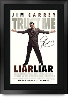 HWC Trading Liar Liar Movie Poster Jim Carrey Signed 16 x 12 inch Framed Gift Printed Autograph Film Print Photo Picture Display - 16" x 12" Framed