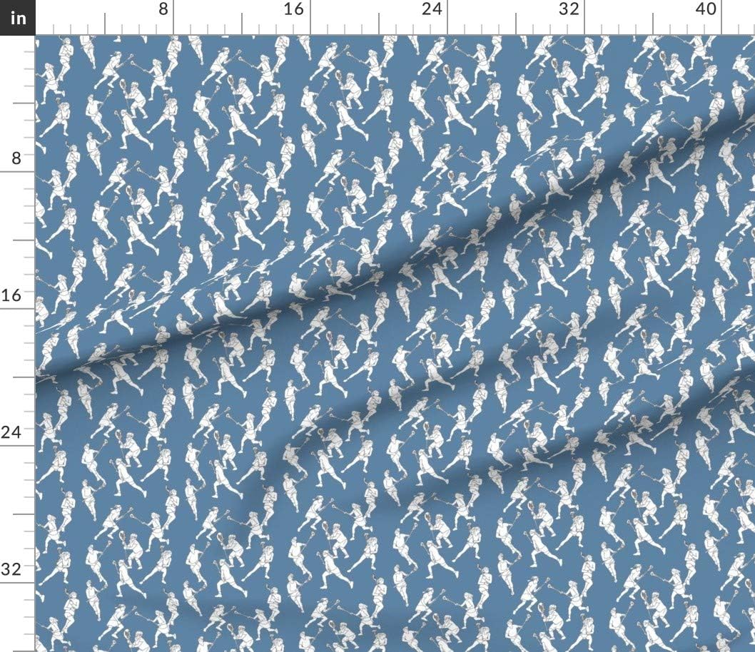 Spoonflower Fabric - Lacrosse Medium Blue Women Sports Girl High School Exercise Printed on Petal Signature Cotton Fabric by The Yard - Sewing Quilting Apparel Crafts Decor