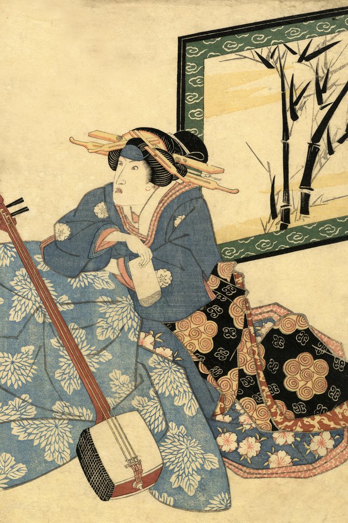 伝統的な日本の絵 Traditional Japanese Style Art Amazon.com: Traditional Japanese Woodblock Female Musician in