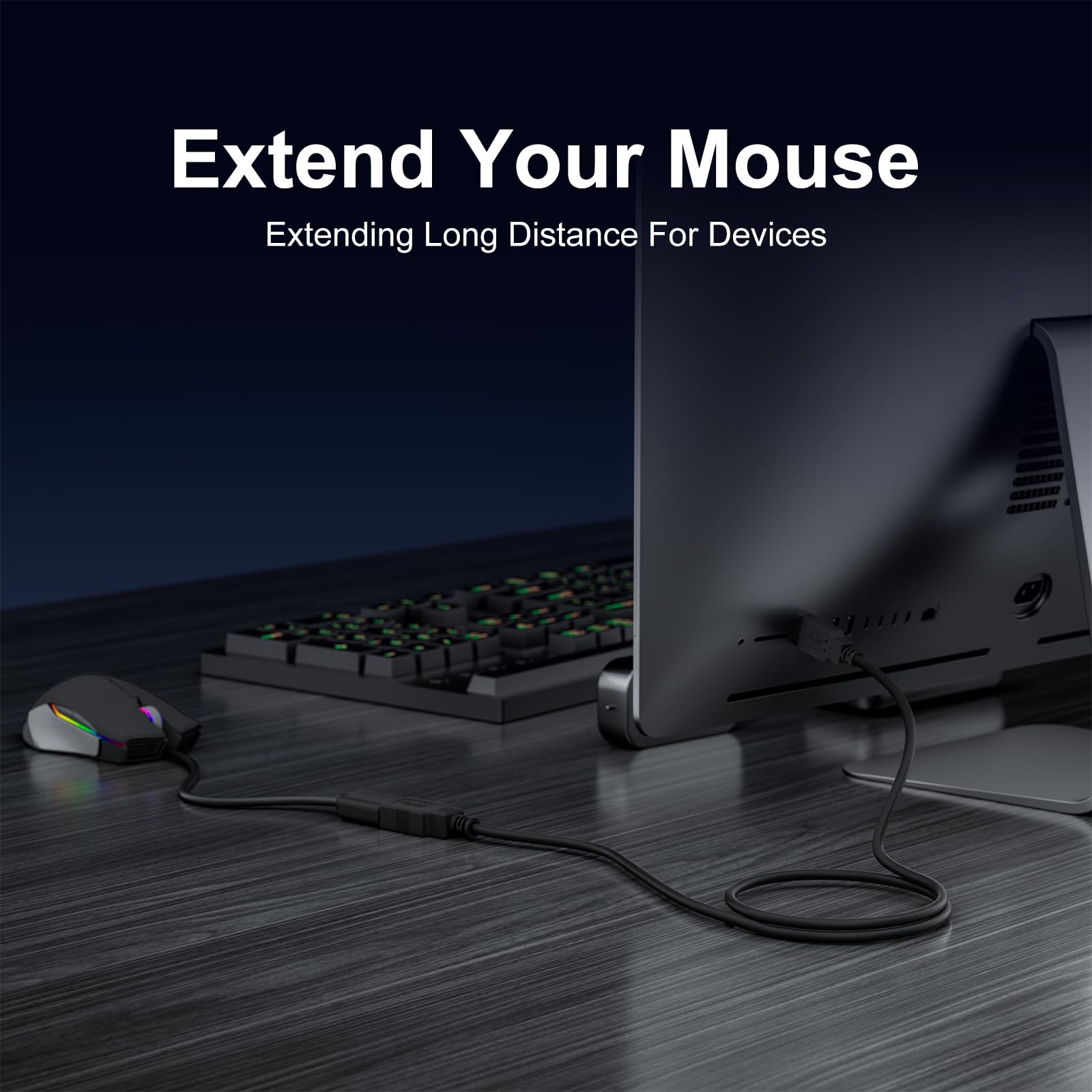 Kabel przedłużający USB 3.0 4,6 m, kabel przedłużający USB 3.0 High Speed 4,6 m, typ A męski na żeński A (czarny, 4,6 m)
