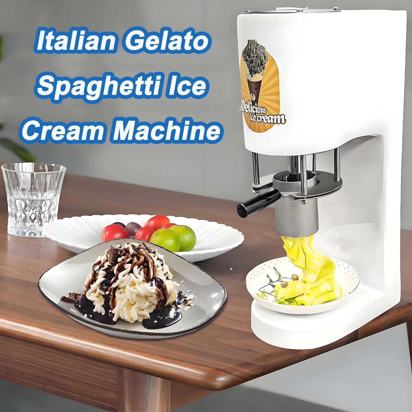 Máquina mezcladora de Helado Comercial, prensadora de Helado de Espagueti, máquina para Hacer Helados con Forma de Fideos para heladerías, Bares, cafeterías, restaurantes y Snacks. White