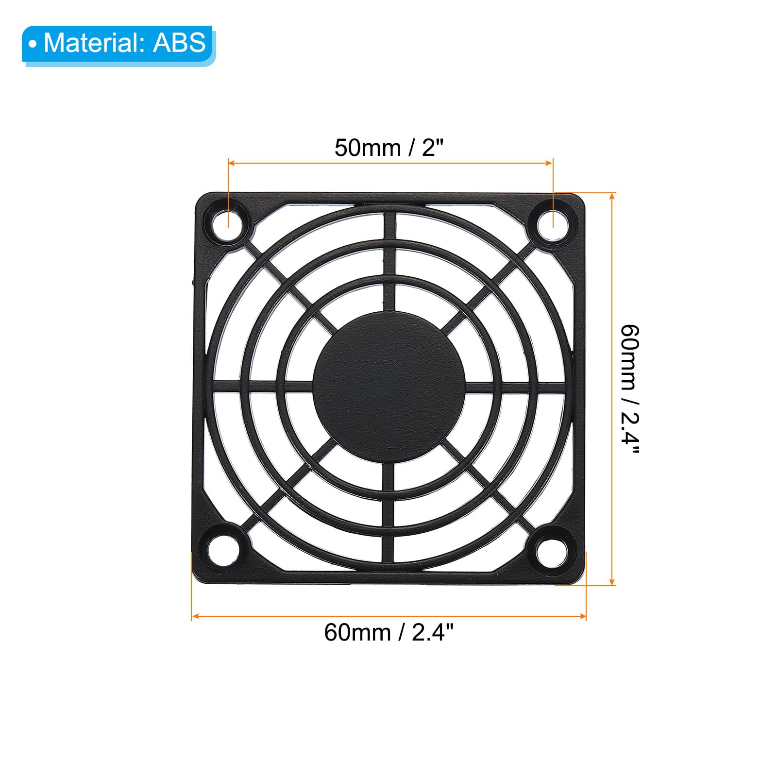 4 Filtri Ventola 60x60 Mm In ABS Nero - Griglie Di Protezione Per PC O Elettrodomestici, Antipolvere - Foto 3