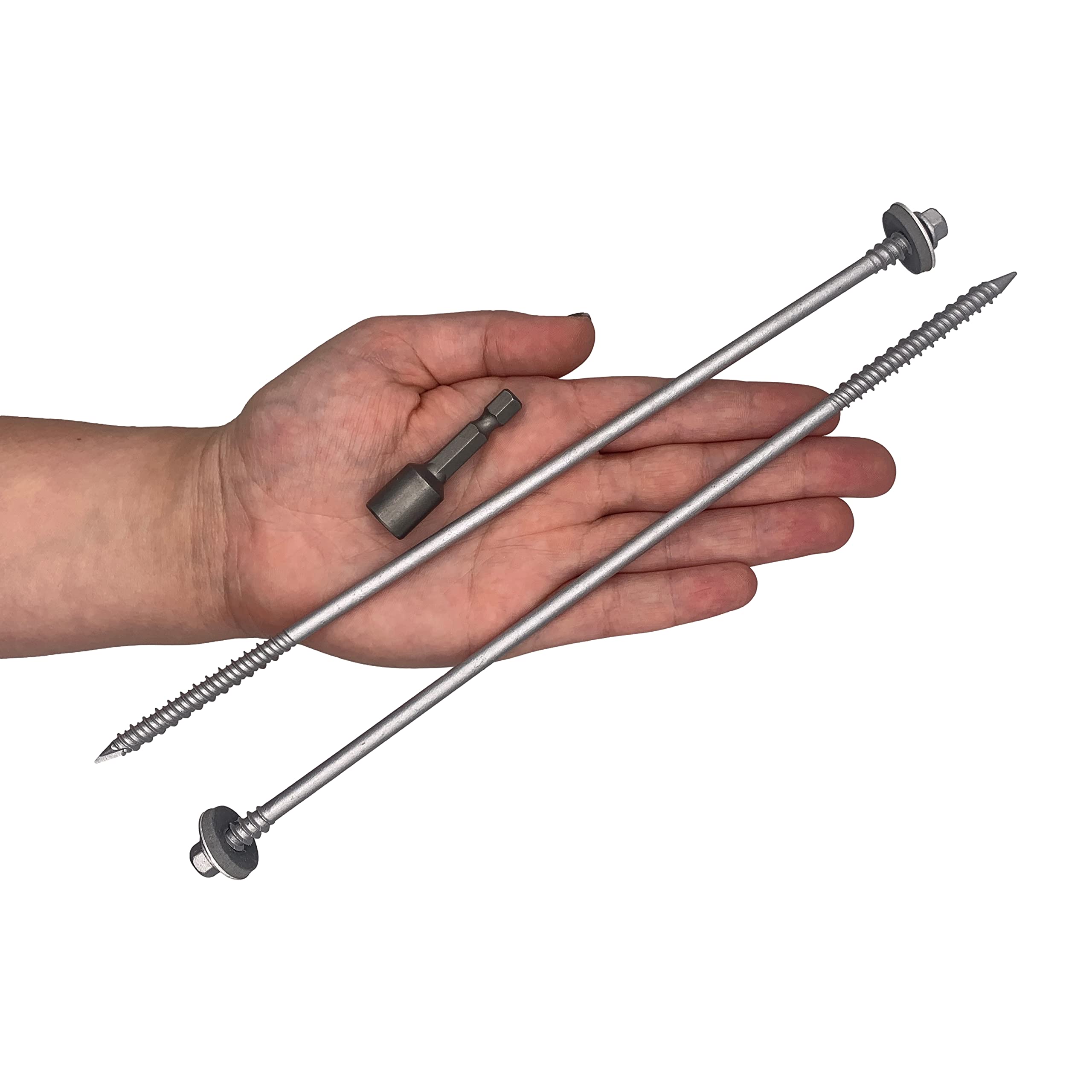 Lot de 40 vis à tête hexagonale autotaraudeuses 6,4 x 240 mm en acier au carbone avec rondelles EPDM pour la fixation de panneaux à sandwich (40, 6,4 x 240 mm)
