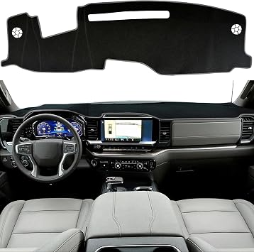 Dash Cover Mat for Chevy Silverado/GMC Sierra 1500 Accessories 2022-2025 2026, Non-Slip Dashboard Decorative Interior & UV Protection for 2024-2026 Silverado/Sierra 2500HD 3500HD Gray Trim