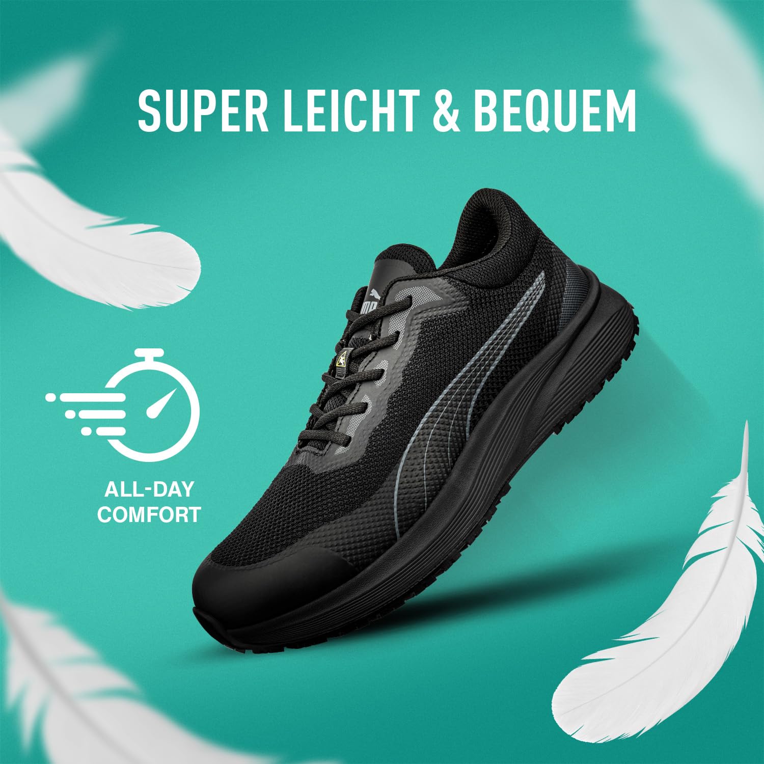 PUMA Safety Spark Rutschhemmende Berufsschuhe – rutschfeste O1 Arbeitsschuhe, metallfrei, sehr leicht – ideal als Kochschuhe & Arbeits- Sneaker - Schwarz