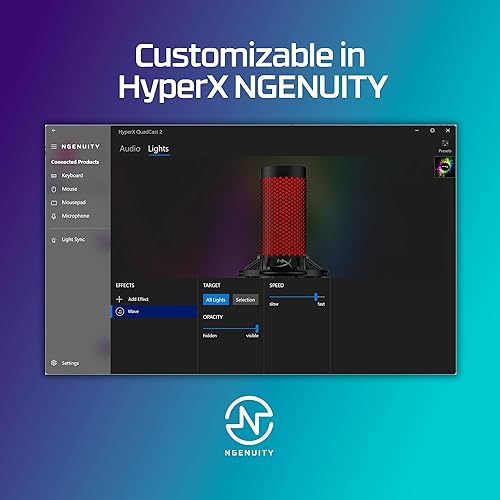 Miniatura 9 de HyperX QuadCast 2 - Micrófono USB para juegos, transmisión y podcasting, con controles integrados, iluminación LED, soporte de choque extraíble, PC,