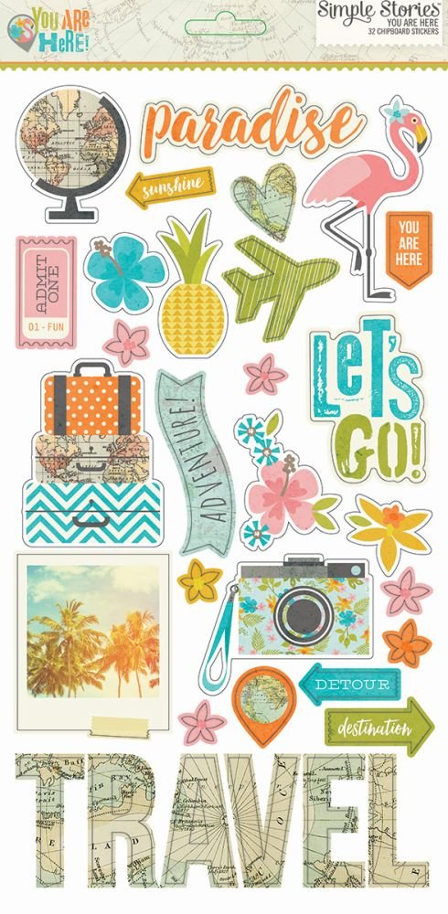 You Are Here! Chipboard Stickers 6