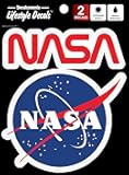 NASA Decals - Set of 2 NASA Stickers for Vehicles, Tumbler, Laptop, Water Bottle - Licensed Official NASA Logo Car Decal Waterproof Sticker
