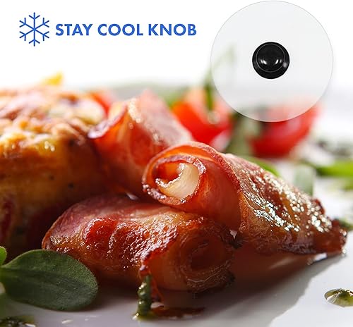 Miniatura 5 de Prensa de tocino, prensa redonda de tocino de vidrio templado y protector contra salpicaduras, 8 pulgadas de diámetro, tocino plano perfectamente