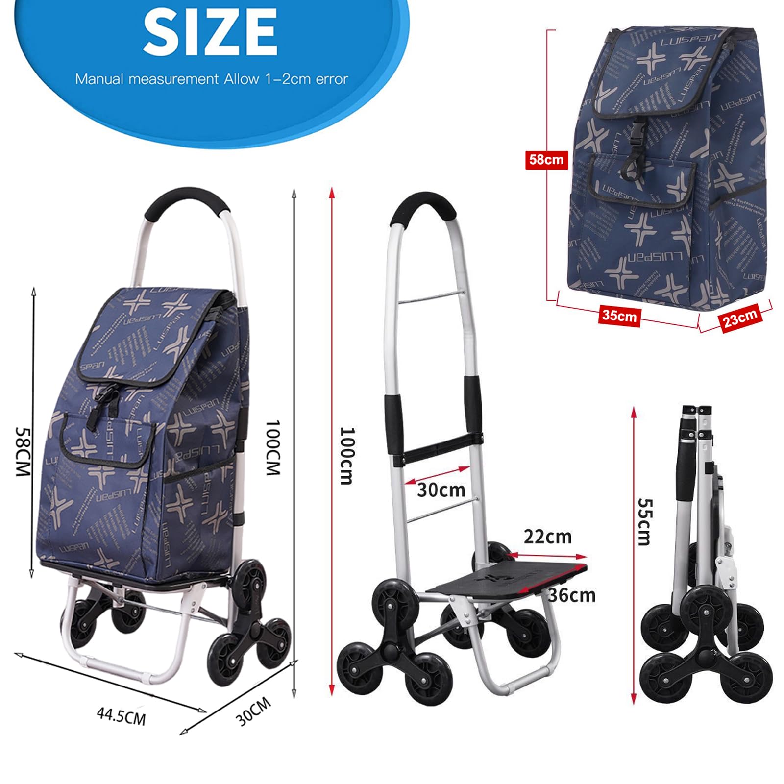 Carrello Spesa Pieghevole SADOMAIN Con Borsa Termica 100% Isolata – Telaio In Alluminio, 6 Ruote, 75kg