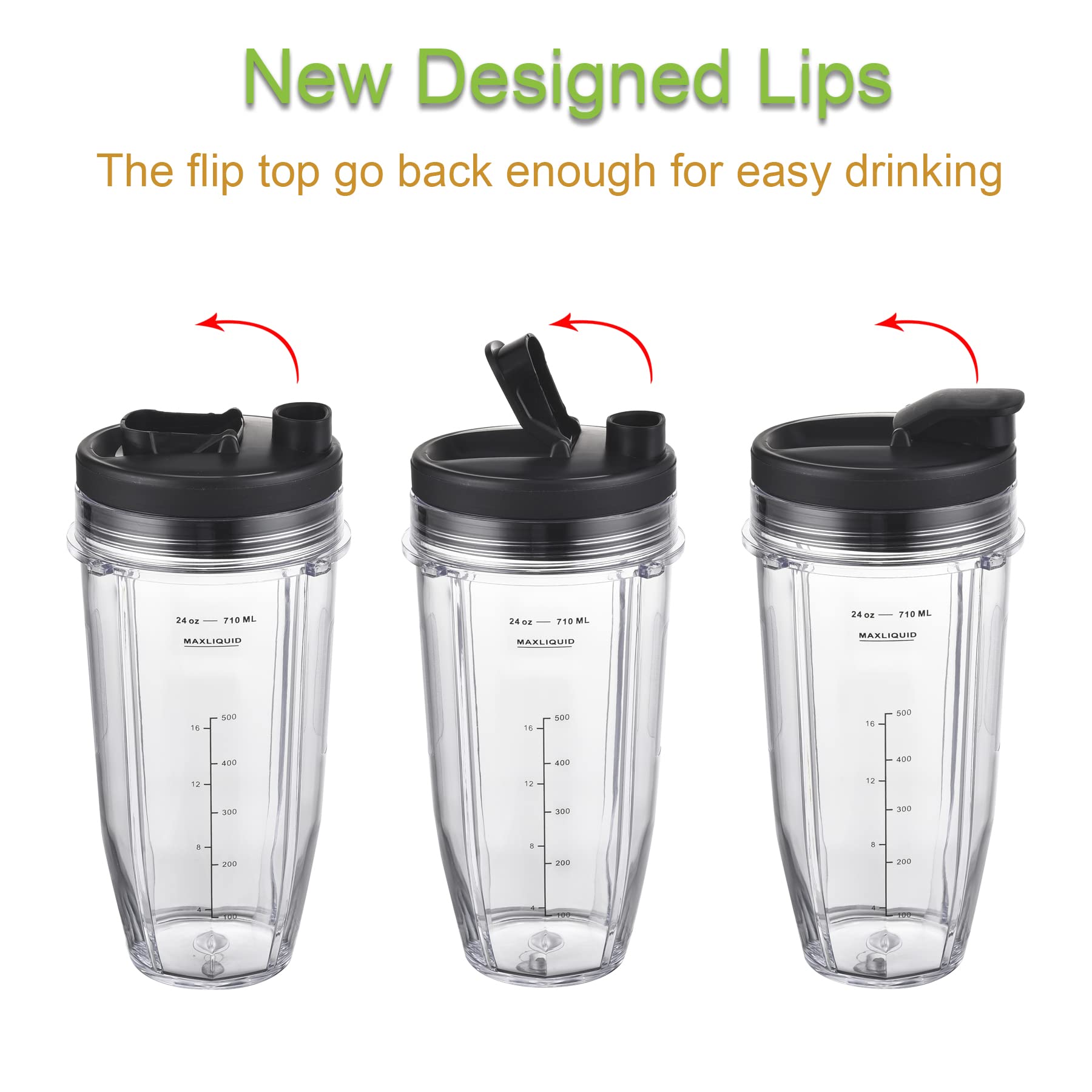 Lot De 2 Gobelets De 532 Ml Avec Couvercle Plat Pour Mixeur Nutribullet