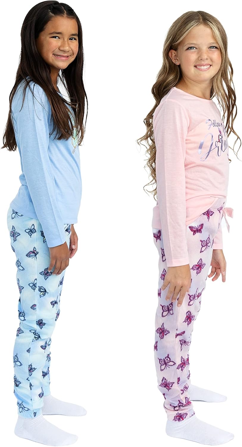 Sleep On It Girls Fleece Pajama Set Long Sleeve Tops & Fleece Pants Soft Kids Sleepwear Multipack Cute Prints Sizes 4-14 - Image 6
