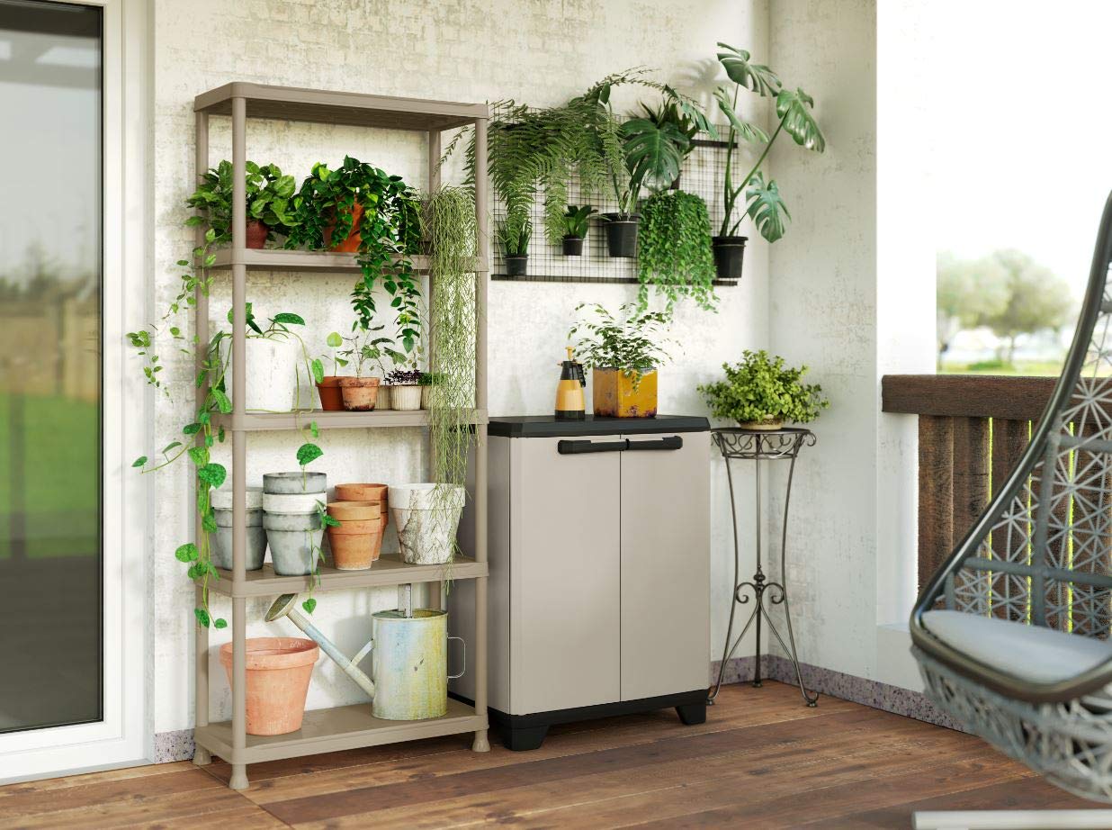 Keter Regal Planet – recycelter Kunststoff, Grau, Schelves, 750 x 320 x 1760 mm