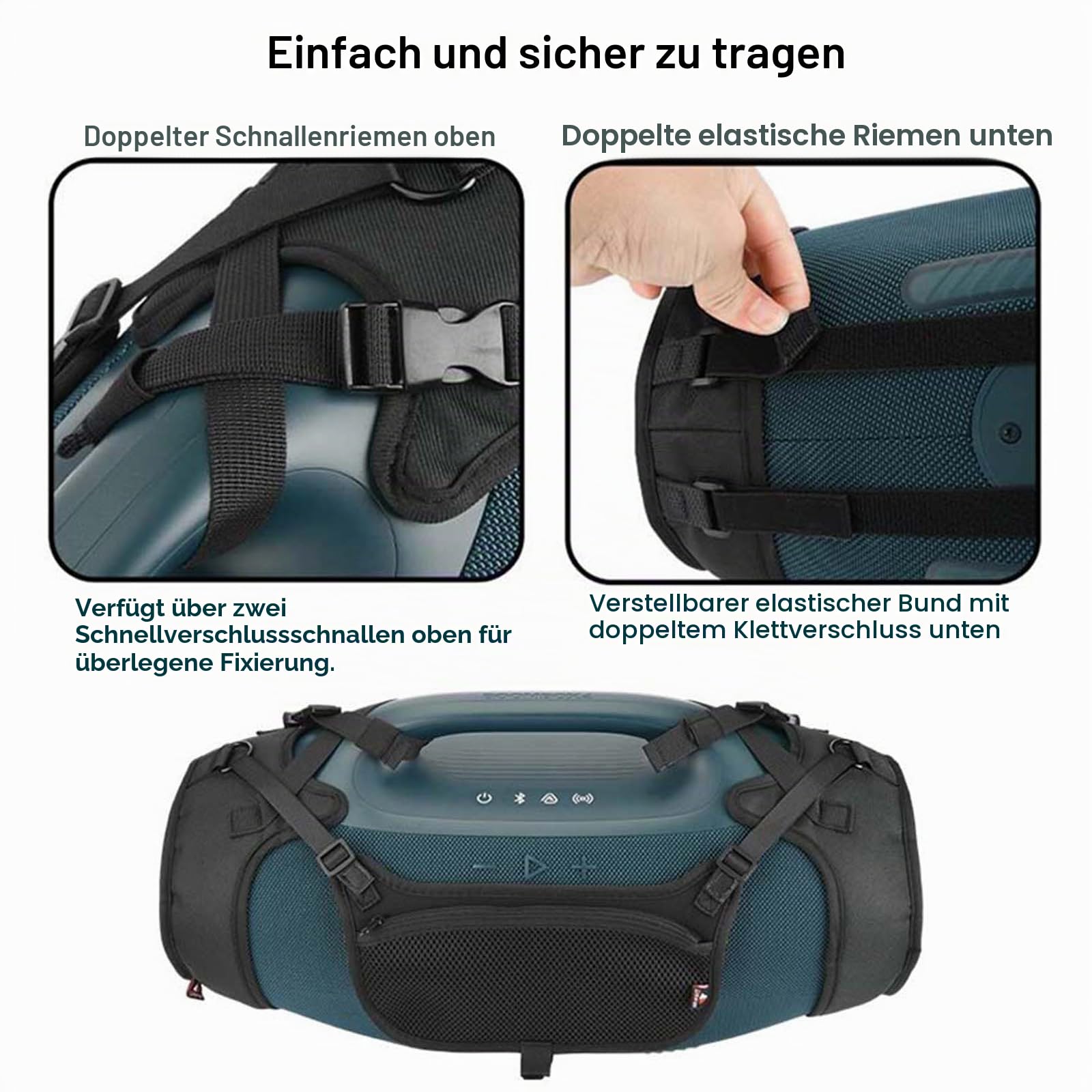 Tragbare Schutzhülle kompatibel mit JBL Boombox 4, Netz-Nylon-Abdeckung, Schultergurt, Schlinge mit Front-Pounch, Outdoor-Lautsprecher-Zubehör