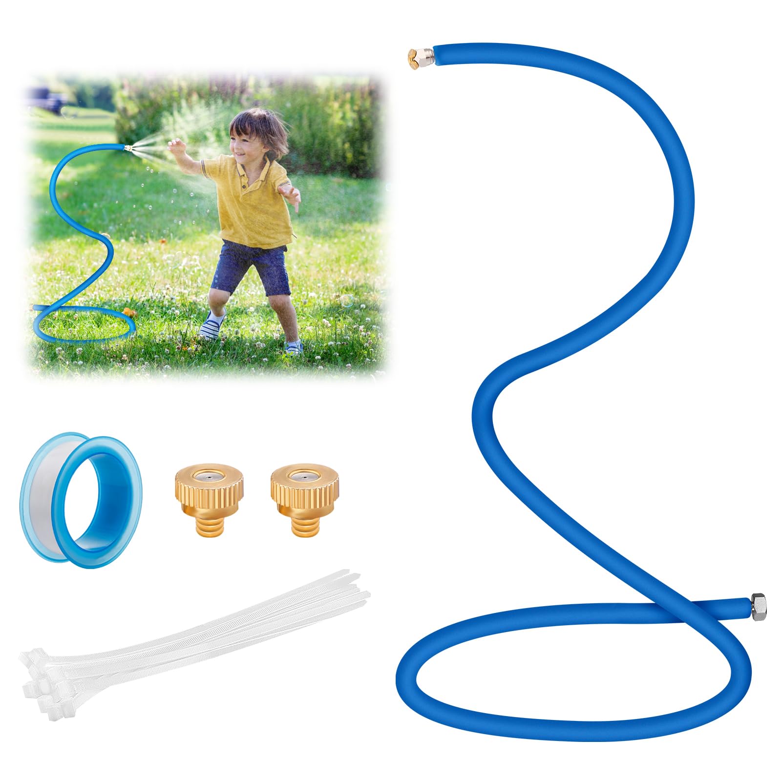 Aulock Portable Mist Stand Outdoor - 6.5ft Bendable Misters for Outside Patio, Water Misting Cooling System, Outdoor Mister with Nozzles Brass Valve for Garden Pool