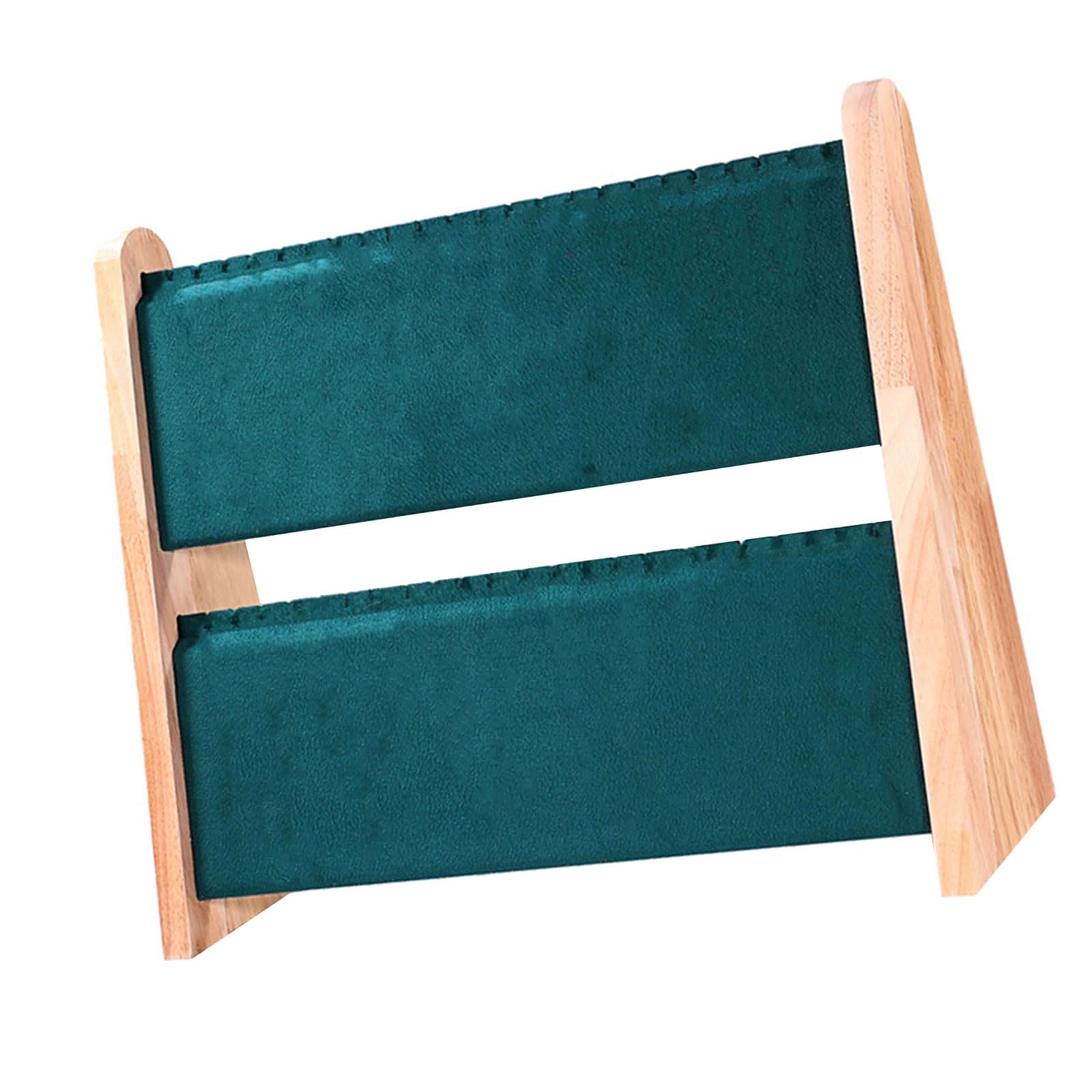 Yrohgkpn Dark Green Practical Sturdy Wood Necklace Holder Vertical Jewelry Storage Rack For Artistics Craft Supplies Double Tiers Jewelry Rack