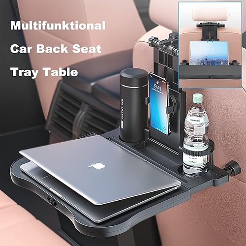 Miniatura 8 de Mesa Bandeja para Asiento Trasero del Automóvil - Bandejas de Comida Plegables y Estables para Asiento Trasero del Auto, Escritorio para Pasajero