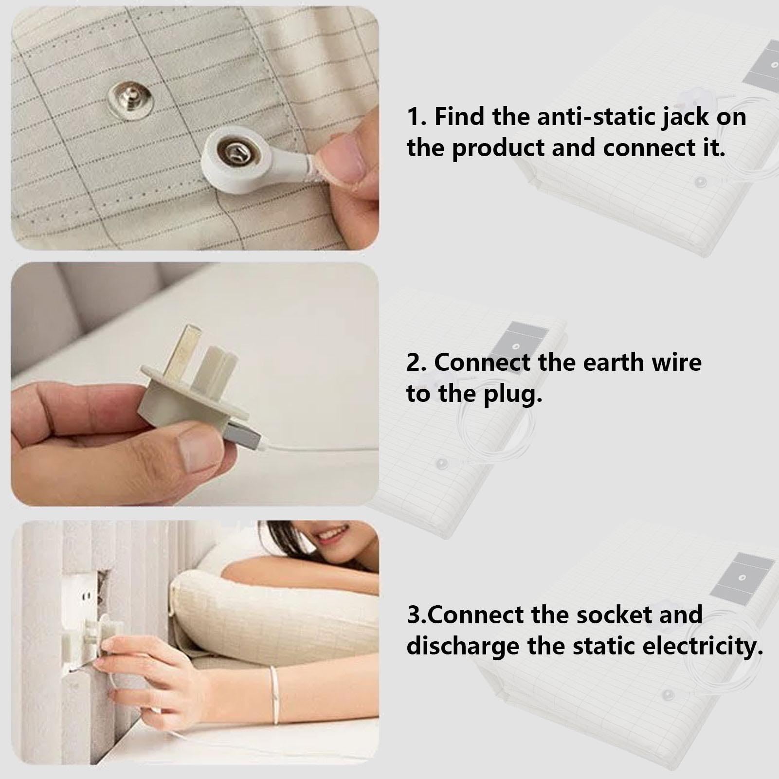 Silver Fiber Conductive Sheet, Grounding Sheets with Grounding Cord, Natural Wellness and Healthy Earth Energy Mat, with 10% Silver Fiber/90% Organic Cotton, for Better Sleep