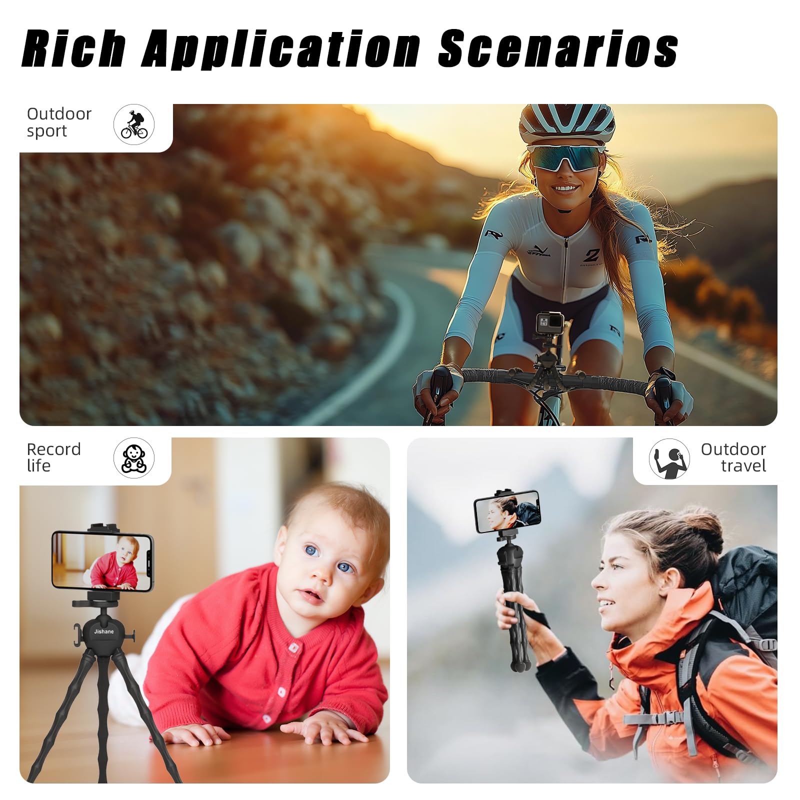 Treppiede per fotocamera e telefono con telecomando wireless