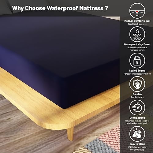 Miniatura 5 de Colchón de espuma de vinilo de nailon resistente al agua de 8 pulgadas, silencioso, sensación de nube suave, reflejo del calor corporal, bueno para