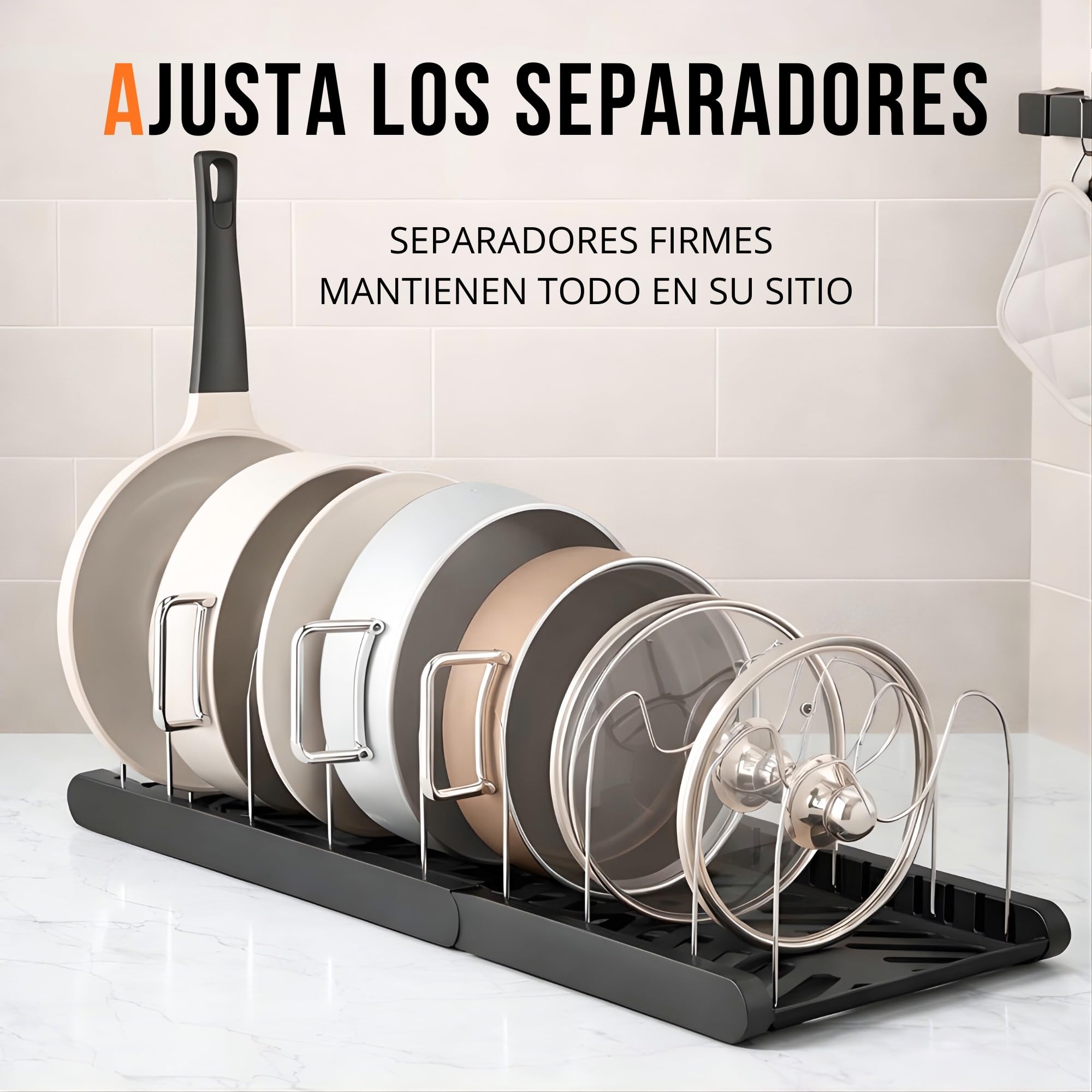 LUXYSKY est 2022 Organizador Sartenes Y Ollas Cajon - Organizador Sartenes - Separador Sartenes - Organizadores De Cajones - Soporte Sartenes -Almacenamiento Cocina (Negro) — view 5