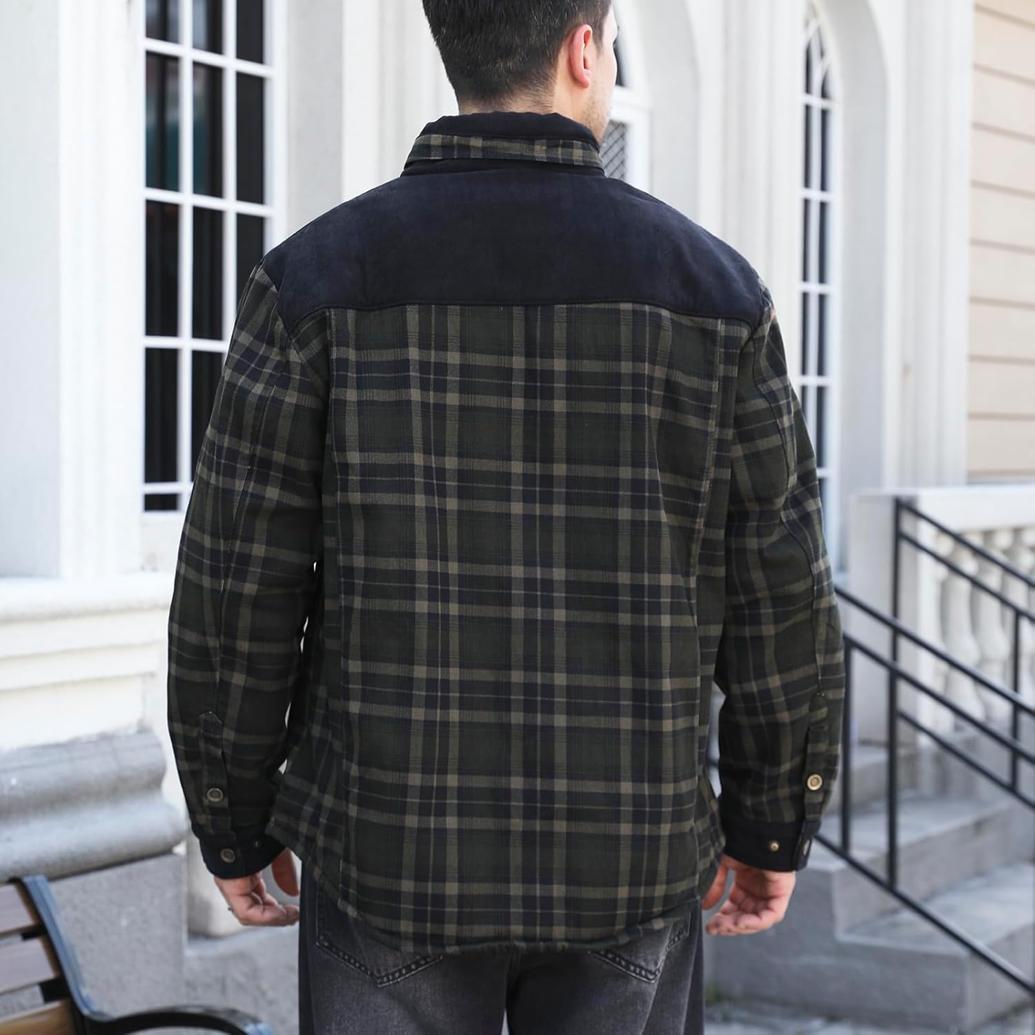 Men's Classic Fit Sherpa Lined Jacket Warm Flannel Shirt, Plaid Button-Down,Outdoor Work for Cold Winter - Image 2